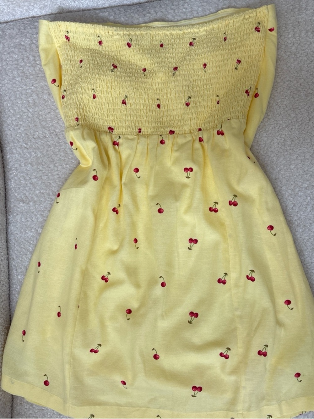Jessica Simpson Yellow Smocked Top with Cherry Accent - Picture 3 of 3
